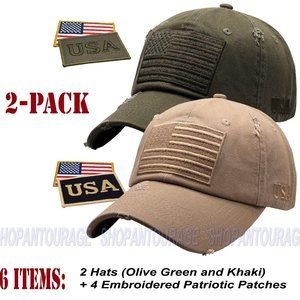 2 Pack: American Flag Vintage Baseball Hat Cap
